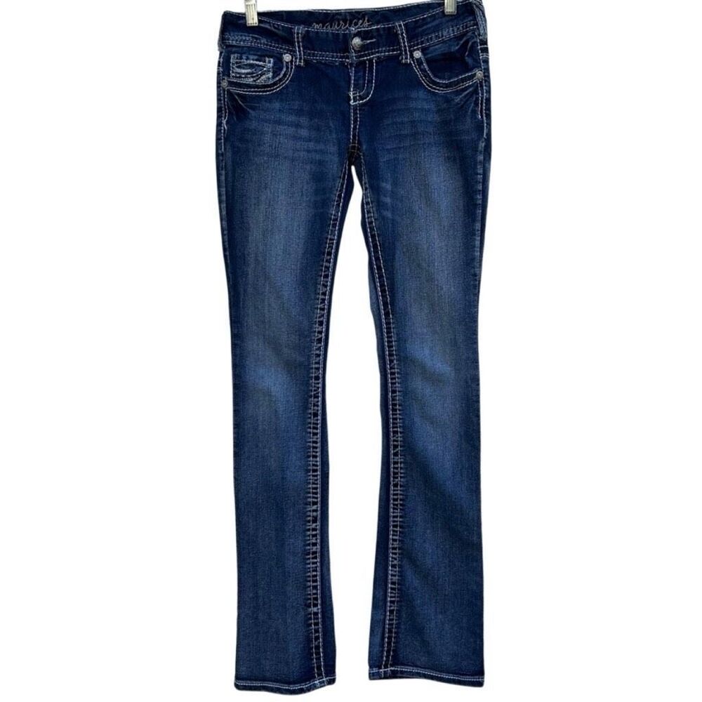 Maurices Jeans Women's Size 29 Dark Wash 3/4 Long Low Rise Zip Fly Bootcut Denim